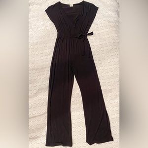 Caution to the Wind Black Side Tie V Neck Jumpsuit